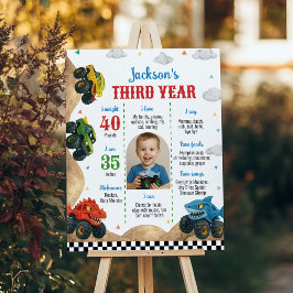 モンスタモダンートラック子供の誕生日マイルストーンフォト ポスター