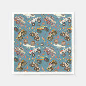 モンスタモダンートラック誕生日水彩ブルー スタンダードカクテルナプキン (正面)