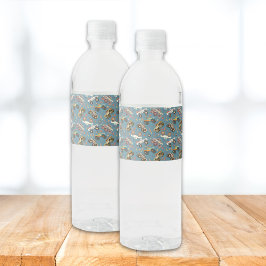 モンスタモダンートラック誕生日水彩ブルー ペットボトルラベル