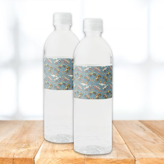 モンスタモダンートラック誕生日水彩ブルー ペットボトルラベル