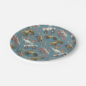 モンスタモダンートラック誕生日水彩ブルー ペーパープレート (アングル)