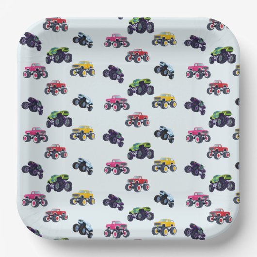 モンスタモダンートラック誕生日 ペーパープレート (正面)