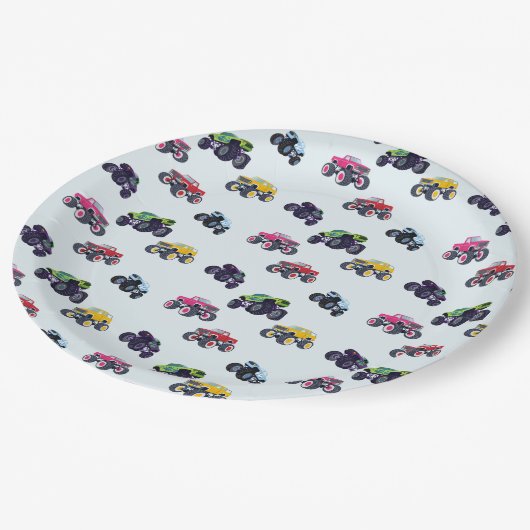 モンスタモダンートラック誕生日 ペーパープレート (アングル)