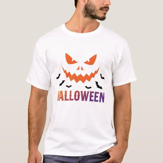 モンスタモダンー不気味顔ハロウィーンこうもり Tシャツ (正面)