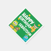 モンスターおもしろい4歳誕生日 パーソナライズされた スタンダードカクテルナプキン (角)