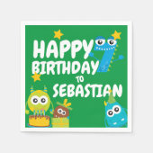 モンスターおもしろい7歳誕生日 パーソナライズされた スタンダードカクテルナプキン (正面)