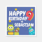 モンスターおもしろい9歳誕生日 パーソナライズされた スタンダードカクテルナプキン (正面)