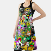 モンスターかわいいキャラクターのハロウィンパターン エプロン (インサイチュ)