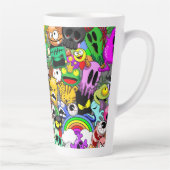 モンスターかわいいキャラクターのハロウィンパターン カフェラテマグ (右)