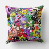 モンスターかわいいキャラクターのハロウィンパターン クッション (裏面)