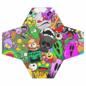 モンスターかわいいキャラクターのハロウィンパターン サッカーボール (フラット)