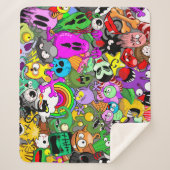 モンスターかわいいキャラクターのハロウィンパターン シェルパブランケット (正面)