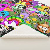 モンスターかわいいキャラクターのハロウィンパターン シェルパブランケット (3/4)