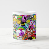 モンスターかわいいキャラクターのハロウィンパターン ジャンボコーヒーマグカップ (正面)