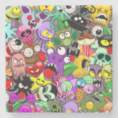 モンスターかわいいキャラクターのハロウィンパターン ストーンコースター (正面)