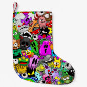 モンスターかわいいキャラクターのハロウィンパターン スモールクリスマスストッキング (正面)
