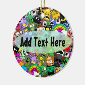 モンスターかわいいキャラクターのハロウィンパターン セラミックオーナメント (左)