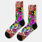 モンスターかわいいキャラクターのハロウィンパターン ソックス (左)