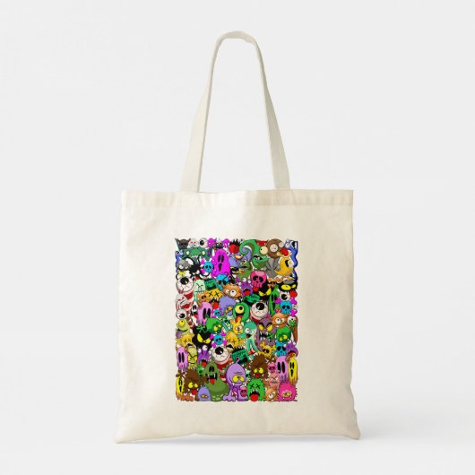 モンスターかわいいキャラクターのハロウィンパターン トートバッグ (裏面)