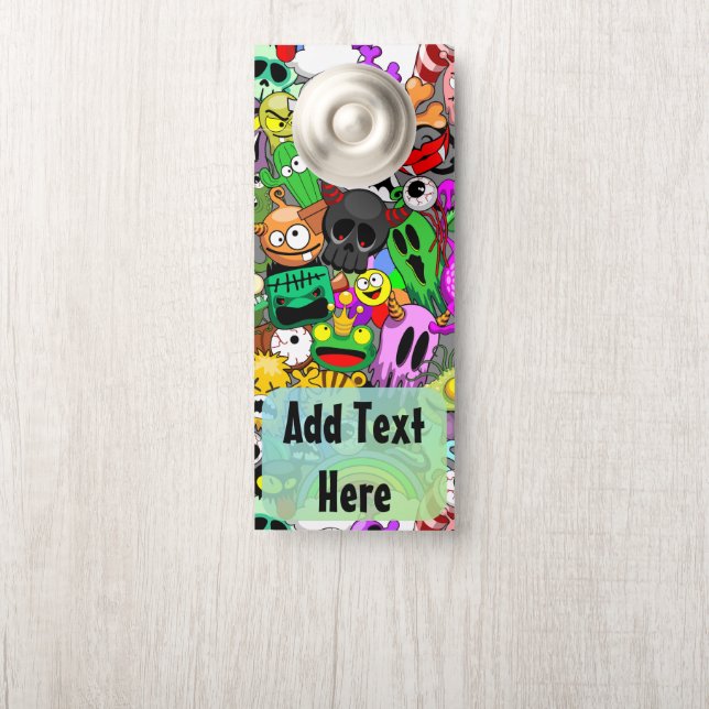 モンスターかわいいキャラクターのハロウィンパターン ドアノブサイン (ノブ)