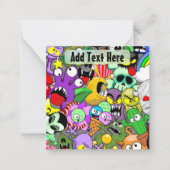 モンスターかわいいキャラクターのハロウィンパターン ノートカード (正面)