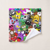 モンスターかわいいキャラクターのハロウィンパターン バスタオルセット (ウォッシュタオル)