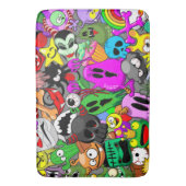 モンスターかわいいキャラクターのハロウィンパターン バスマット (正面縦)