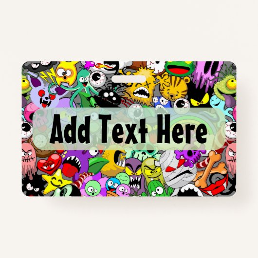 モンスターかわいいキャラクターのハロウィンパターン バッジ (正面)