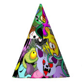 モンスターかわいいキャラクターのハロウィンパターン パーティーハット (裏面)