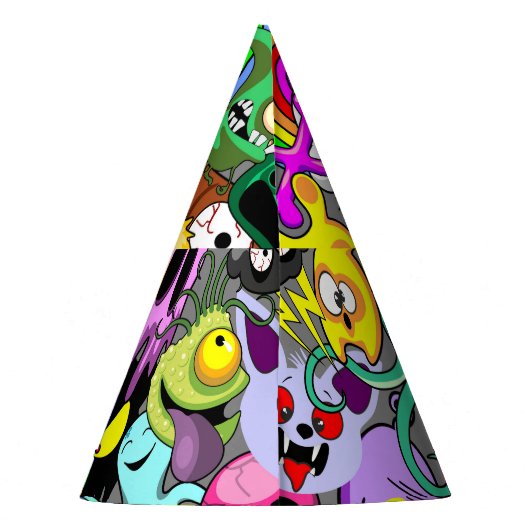 モンスターかわいいキャラクターのハロウィンパターン パーティーハット (裏面)