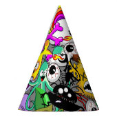 モンスターかわいいキャラクターのハロウィンパターン パーティーハット (左)