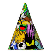 モンスターかわいいキャラクターのハロウィンパターン パーティーハット (右)