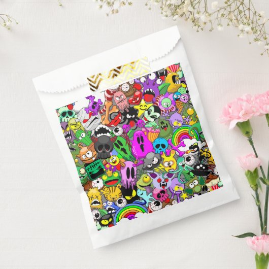 モンスターかわいいキャラクターのハロウィンパターン フェイバーバッグ (封をした状態)