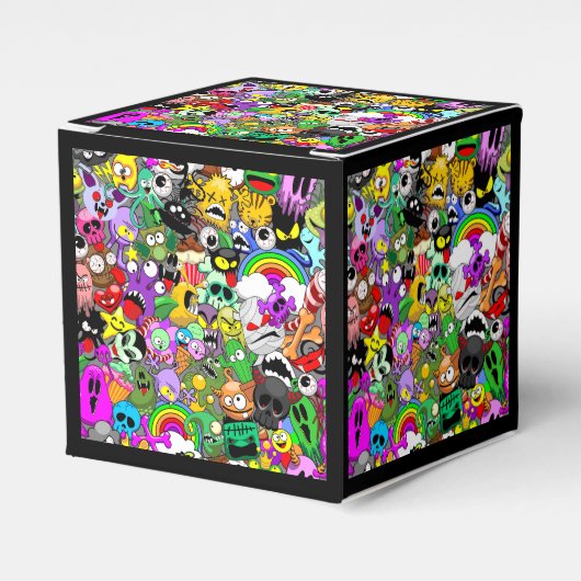 モンスターかわいいキャラクターのハロウィンパターン フェイバーボックス (正面サイド)