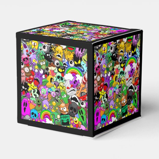 モンスターかわいいキャラクターのハロウィンパターン フェイバーボックス (裏面サイド)