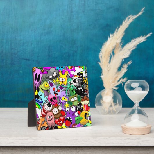 モンスターかわいいキャラクターのハロウィンパターン フォトプラーク (インサイチュ)