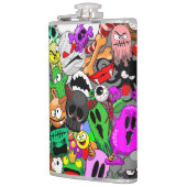 モンスターかわいいキャラクターのハロウィンパターン フラスク (左)