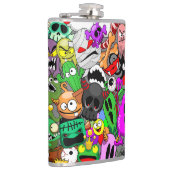 モンスターかわいいキャラクターのハロウィンパターン フラスク (右)