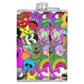 モンスターかわいいキャラクターのハロウィンパターン フラスク (裏面)