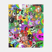 モンスターかわいいキャラクターのハロウィンパターン フリースブランケット (正面)