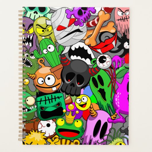 モンスターかわいいキャラクターのハロウィンパターン プランナー手帳 (正面)