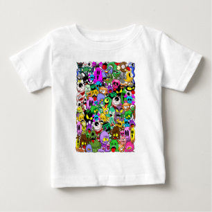 モンスターかわいいキャラクターのハロウィンパターン ベビーTシャツ