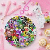 モンスターかわいいキャラクターのハロウィンパターン ペーパープレート (パーティー)