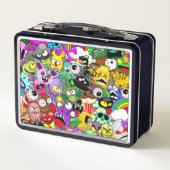 モンスターかわいいキャラクターのハロウィンパターン メタルランチボックス (裏面)