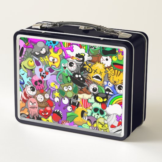 モンスターかわいいキャラクターのハロウィンパターン メタルランチボックス (裏面)