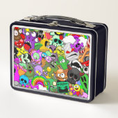 モンスターかわいいキャラクターのハロウィンパターン メタルランチボックス (正面)