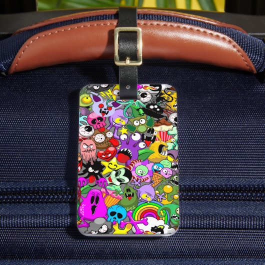 モンスターかわいいキャラクターのハロウィンパターン ラゲッジタグ (正面インサイチュ2)