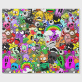 モンスターかわいいキャラクターのハロウィンパターン ラッピングペーパー (フラット)