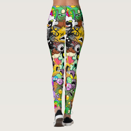 モンスターかわいいキャラクターのハロウィンパターン レギンス (裏面)