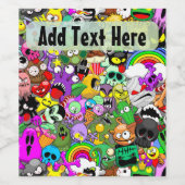 モンスターかわいいキャラクターのハロウィンパターン ワインラベル (シングルラベル)